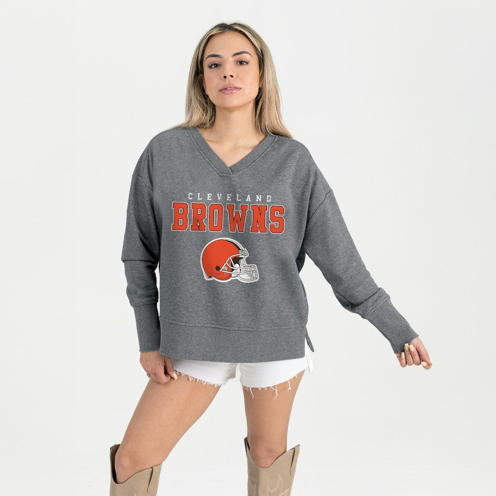 Cleveland Browns  Gameday Couture Women's French Terry V-Neck Pullover Sweatshirt