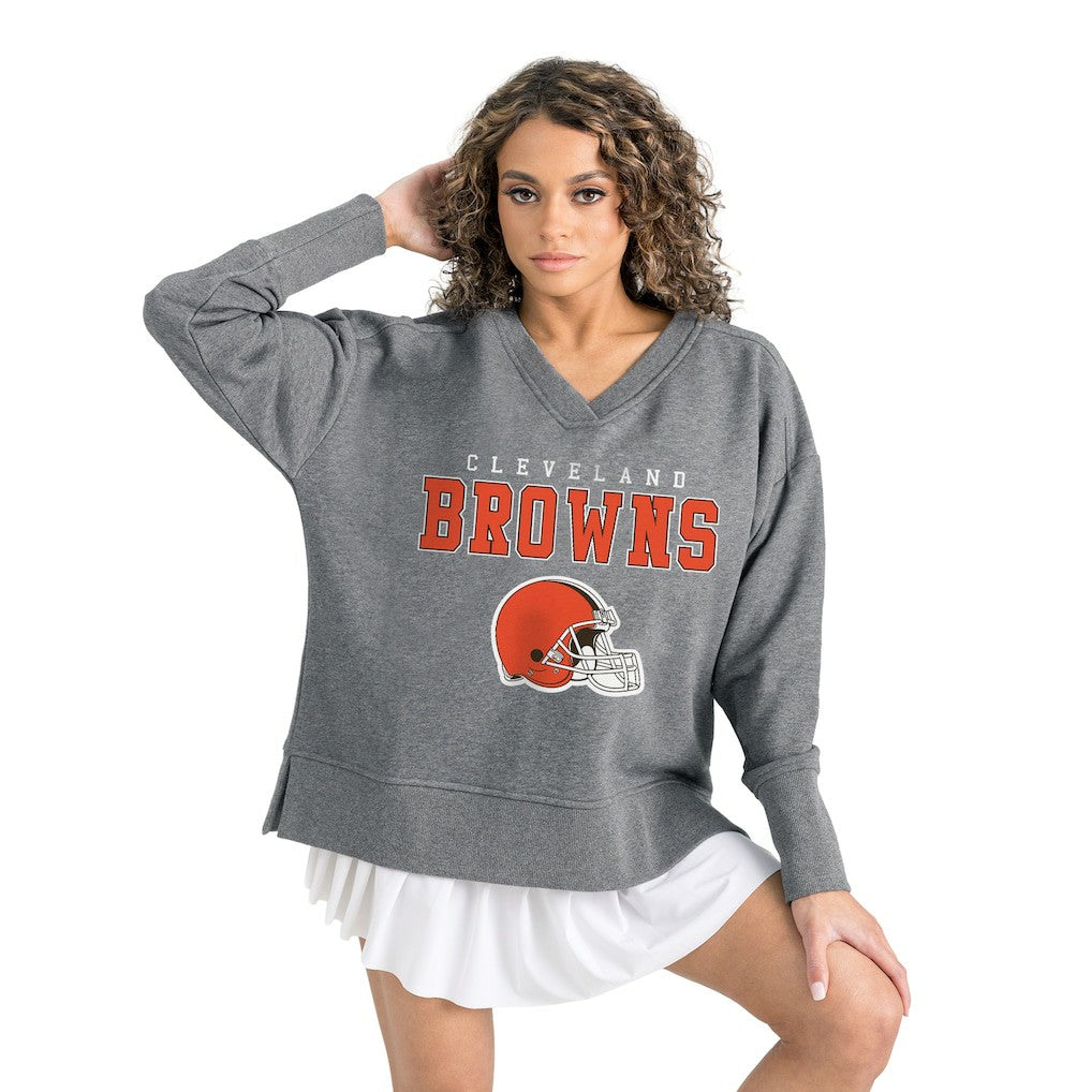 Cleveland Browns  Gameday Couture Women's French Terry V-Neck Pullover Sweatshirt