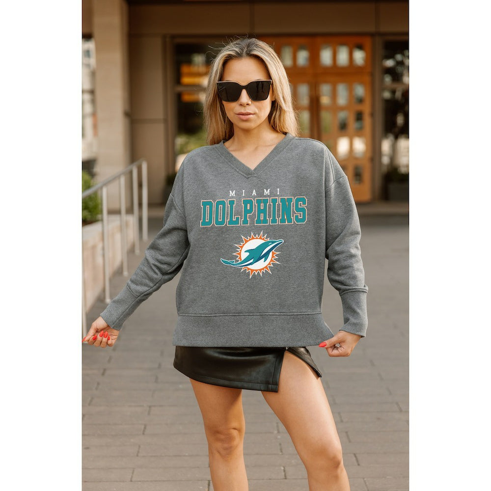 Miami Dolphins  Gameday Couture Women's French Terry V-Neck Pullover Sweatshirt