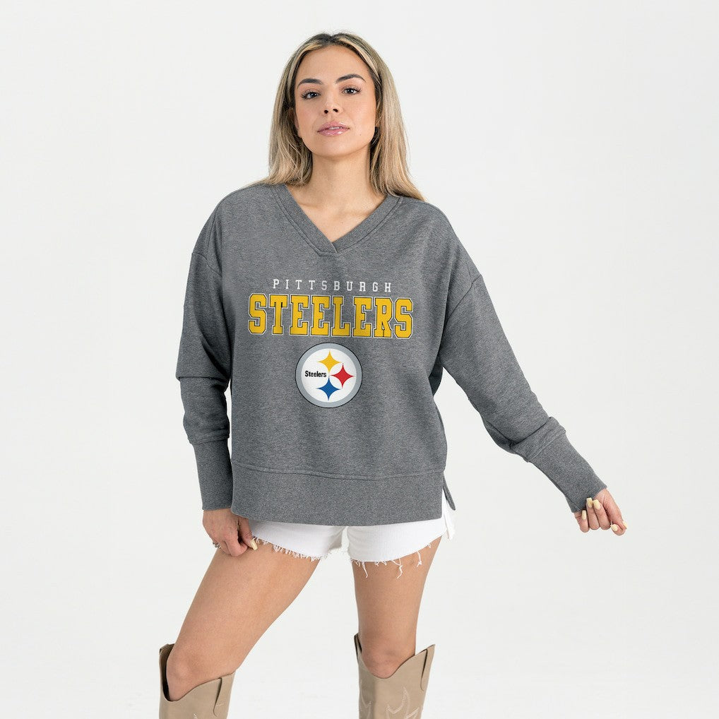 Pittsburgh Steelers  Gameday Couture Women's French Terry V-Neck Pullover Sweatshirt