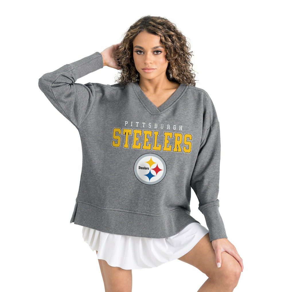 Pittsburgh Steelers  Gameday Couture Women's French Terry V-Neck Pullover Sweatshirt
