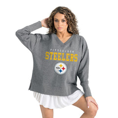 Pittsburgh Steelers  Gameday Couture Women's French Terry V-Neck Pullover Sweatshirt