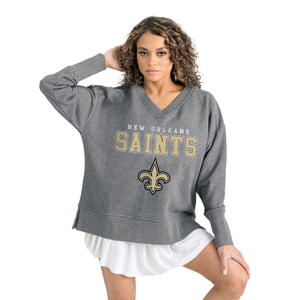 New Orleans Saints  Gameday Couture Women's French Terry V-Neck Pullover Sweatshirt