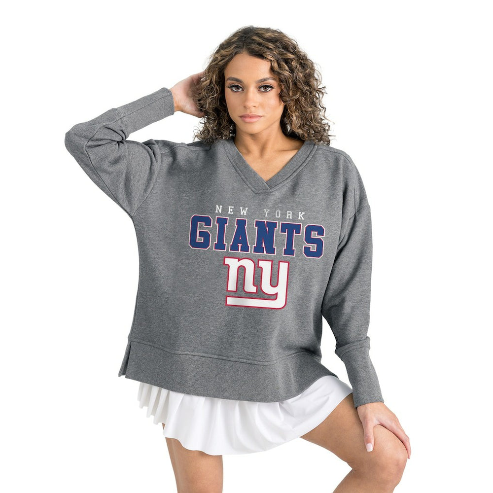 New York Giants  Gameday Couture Women's French Terry V-Neck Pullover Sweatshirt