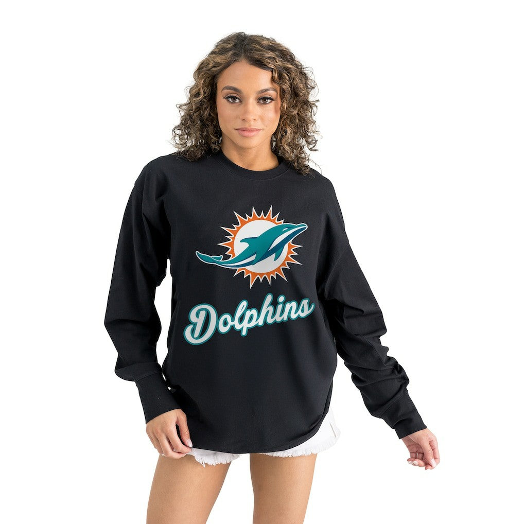 Miami Dolphins  Gameday Couture Women's Oversized Long Sleeve T-Shirt