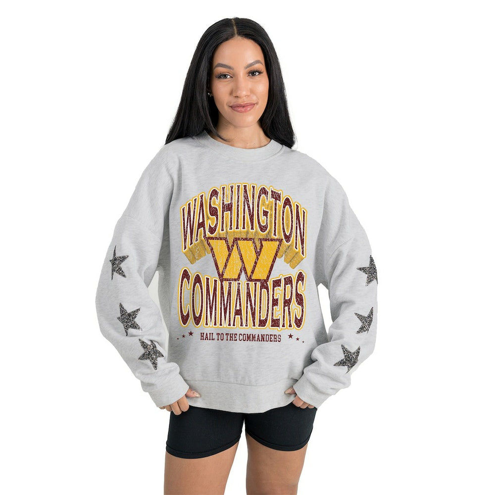 Washington Commanders  Gameday Couture Women's Resilience Relaxed Rhinestone Pullover Sweatshirt