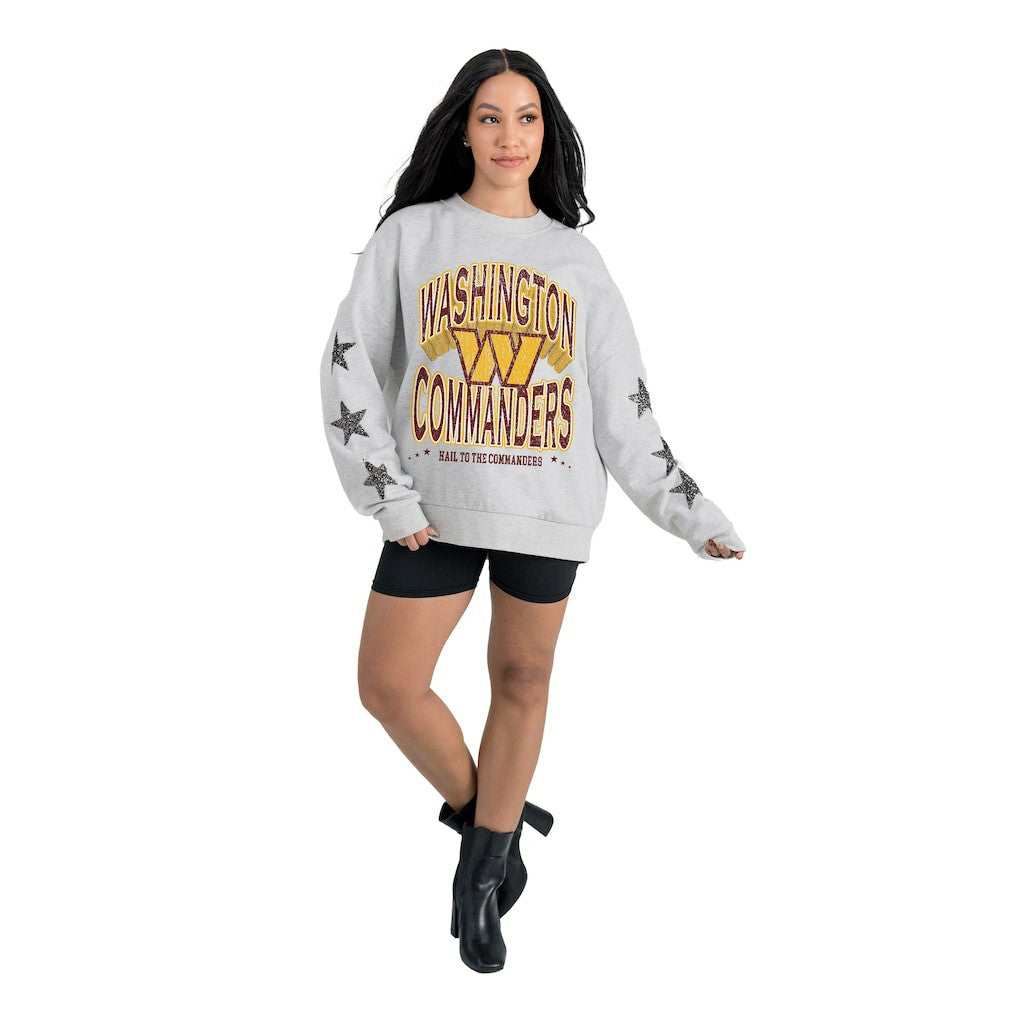 Washington Commanders  Gameday Couture Women's Resilience Relaxed Rhinestone Pullover Sweatshirt