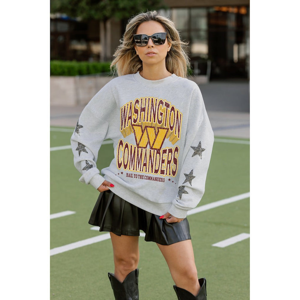 Washington Commanders  Gameday Couture Women's Resilience Relaxed Rhinestone Pullover Sweatshirt