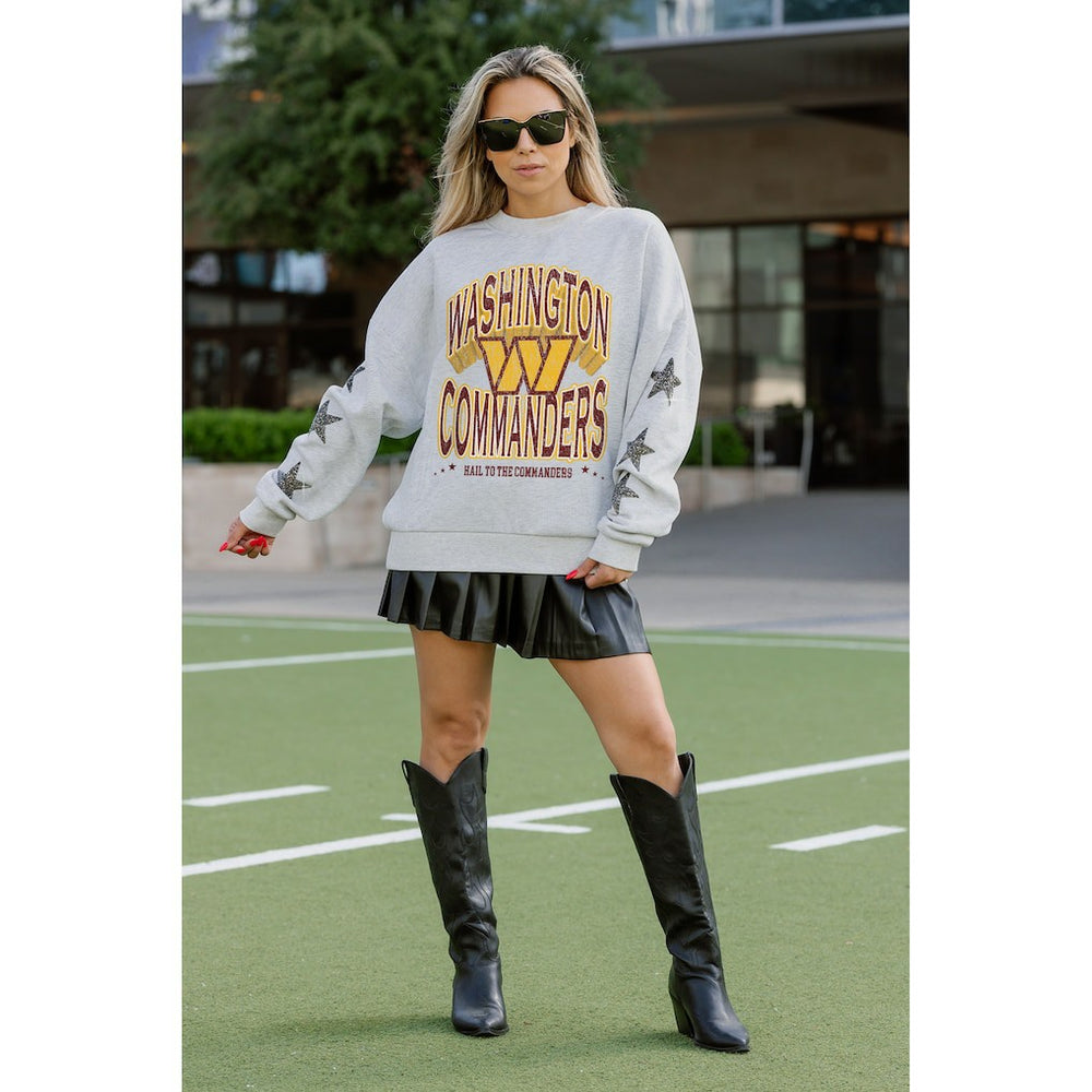 Washington Commanders  Gameday Couture Women's Resilience Relaxed Rhinestone Pullover Sweatshirt