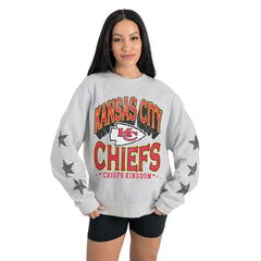 Kansas City Chiefs  Gameday Couture Women's Resilience Relaxed Rhinestone Pullover Sweatshirt