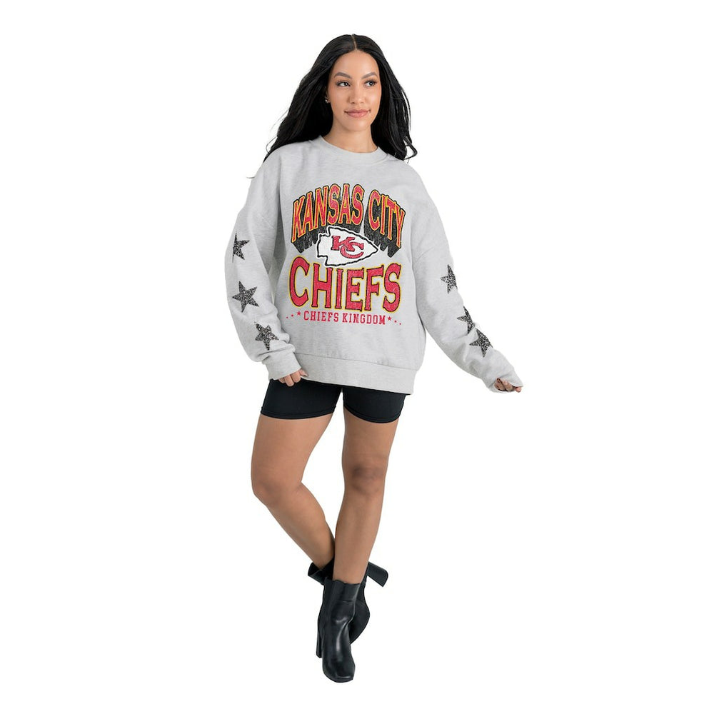 Kansas City Chiefs  Gameday Couture Women's Resilience Relaxed Rhinestone Pullover Sweatshirt