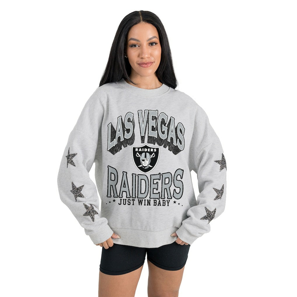 Las Vegas Raiders  Gameday Couture Women's Resilience Relaxed Rhinestone Pullover Sweatshirt