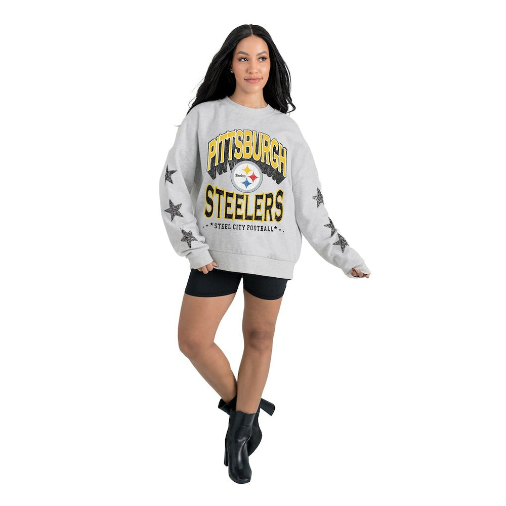 Pittsburgh Steelers  Gameday Couture Women's Resilience Relaxed Rhinestone Pullover Sweatshirt