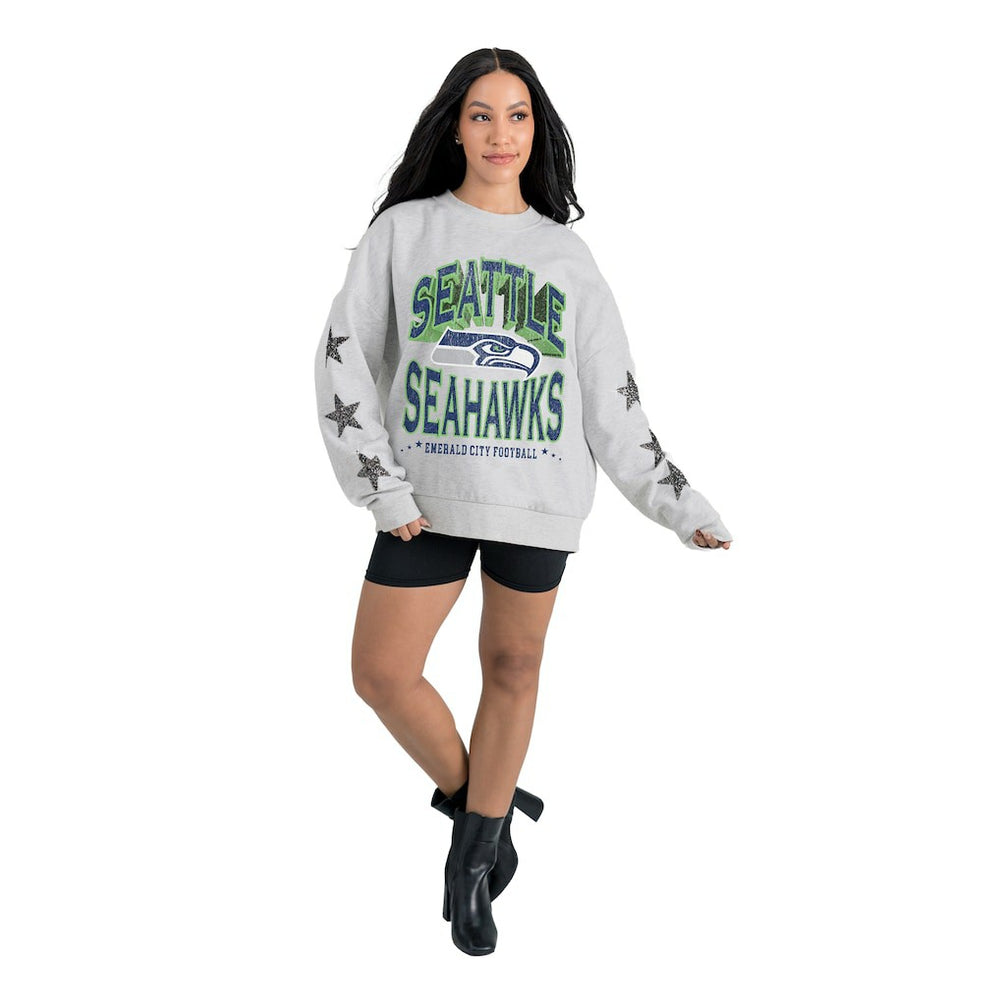 Seattle Seahawks  Gameday Couture Women's Resilience Relaxed Rhinestone Pullover Sweatshirt