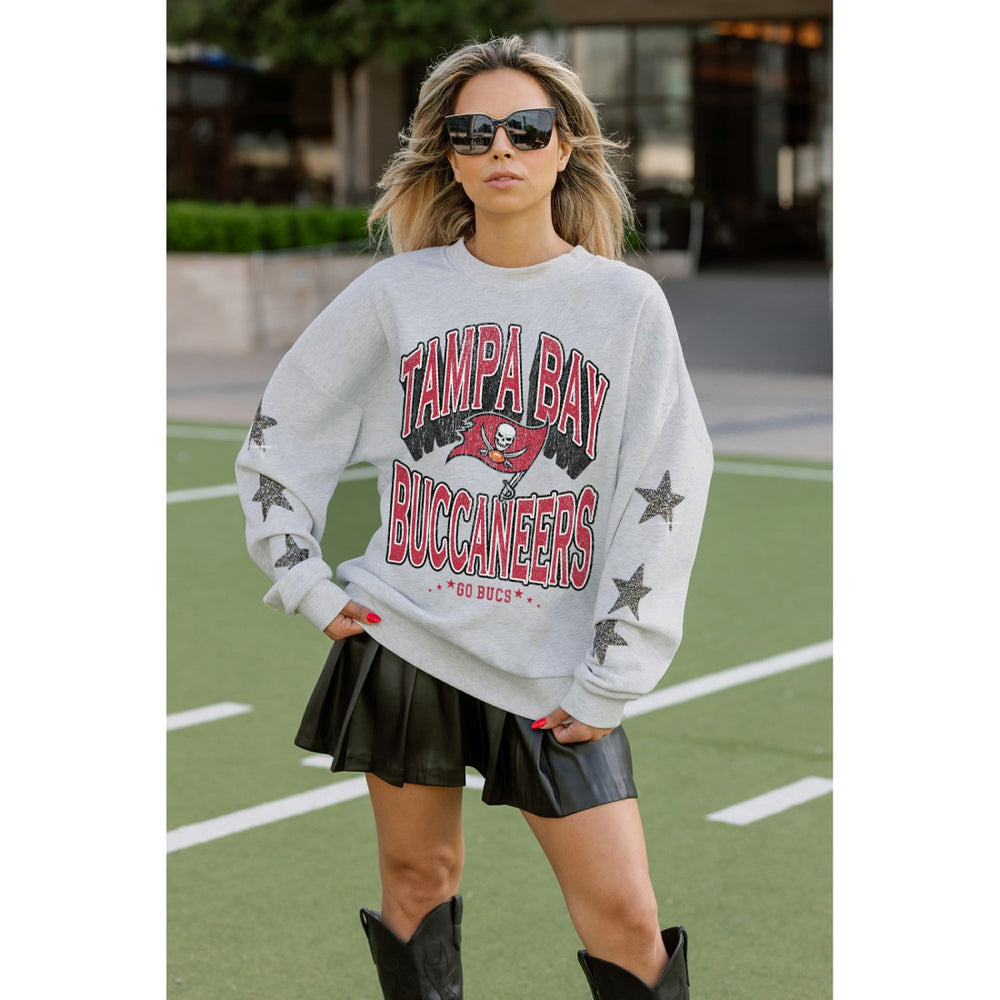 Tampa Bay Buccaneers  Gameday Couture Women's Resilience Relaxed Rhinestone Pullover Sweatshirt