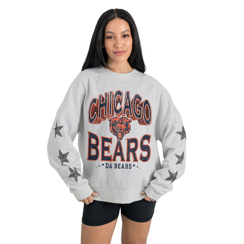 Chicago Bears  Gameday Couture Women's Resilience Relaxed Rhinestone Pullover Sweatshirt