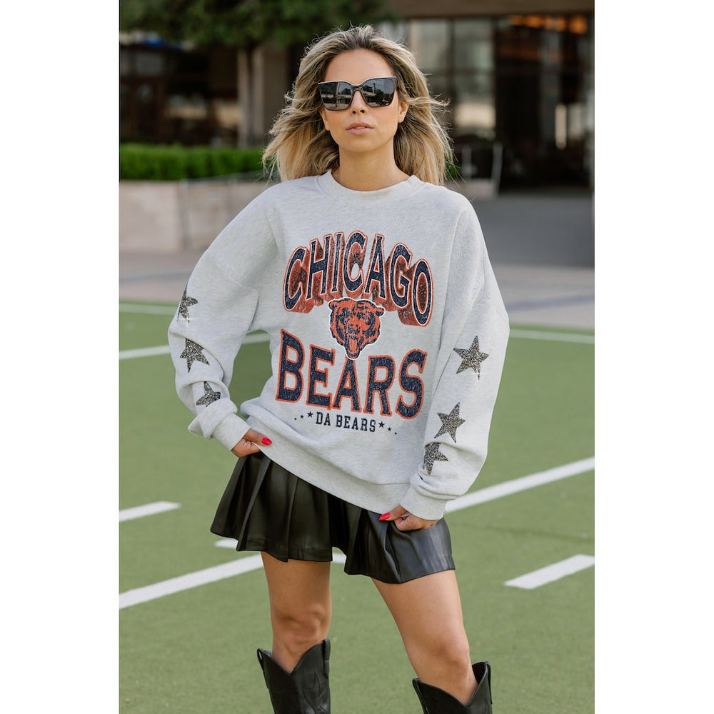 Chicago Bears  Gameday Couture Women's Resilience Relaxed Rhinestone Pullover Sweatshirt