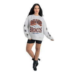 Denver Broncos  Gameday Couture Women's Resilience Relaxed Rhinestone Pullover Sweatshirt