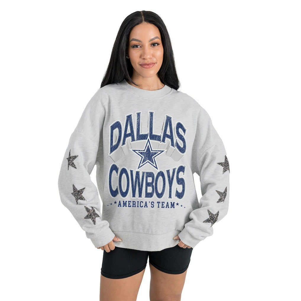 Dallas Cowboys  Gameday Couture Women's Resilience Relaxed Rhinestone Pullover Sweatshirt