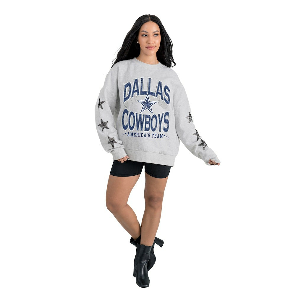Dallas Cowboys  Gameday Couture Women's Resilience Relaxed Rhinestone Pullover Sweatshirt