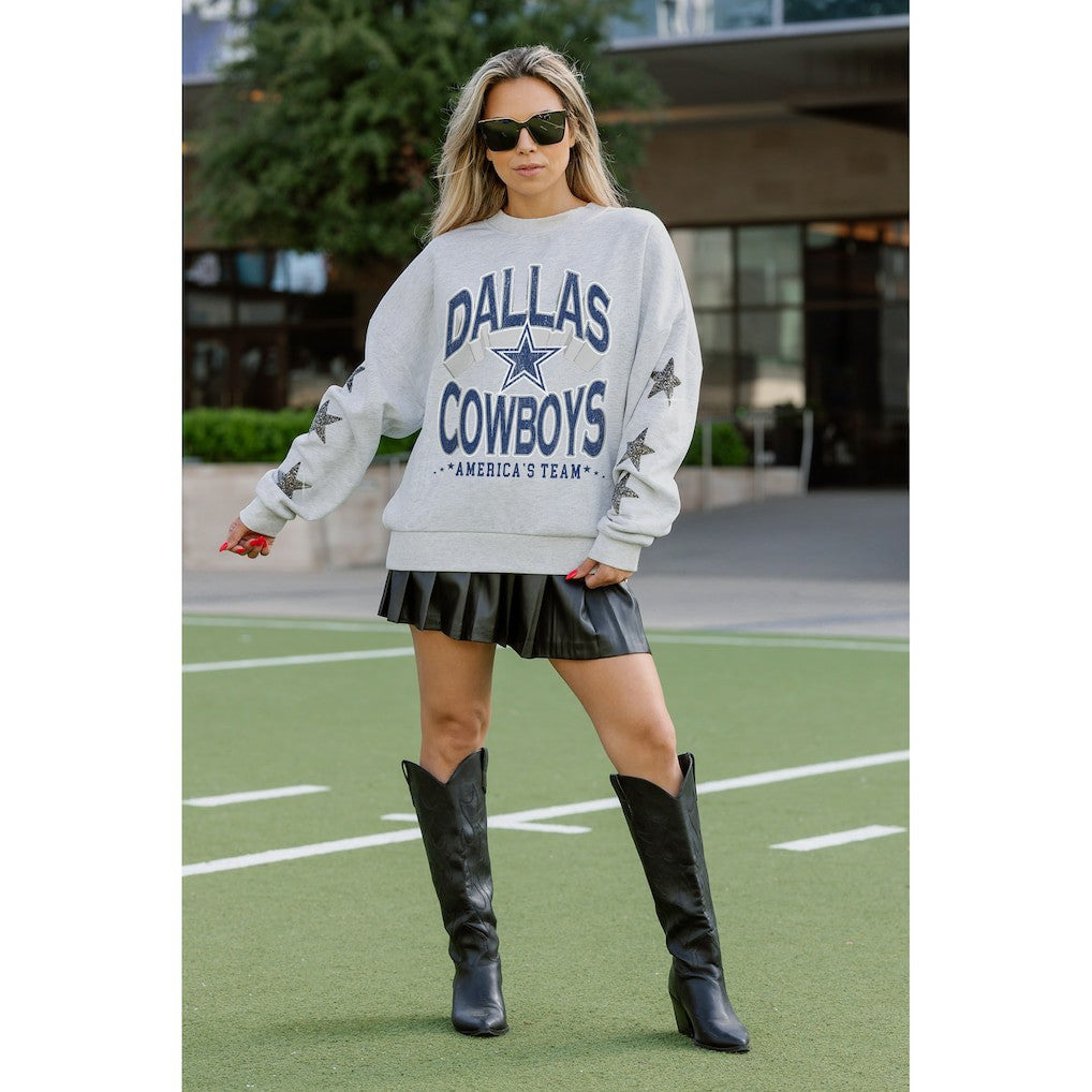 Dallas Cowboys  Gameday Couture Women's Resilience Relaxed Rhinestone Pullover Sweatshirt