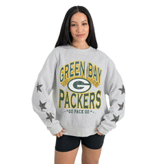 Green Bay Packers  Gameday Couture Women's Resilience Relaxed Rhinestone Pullover Sweatshirt