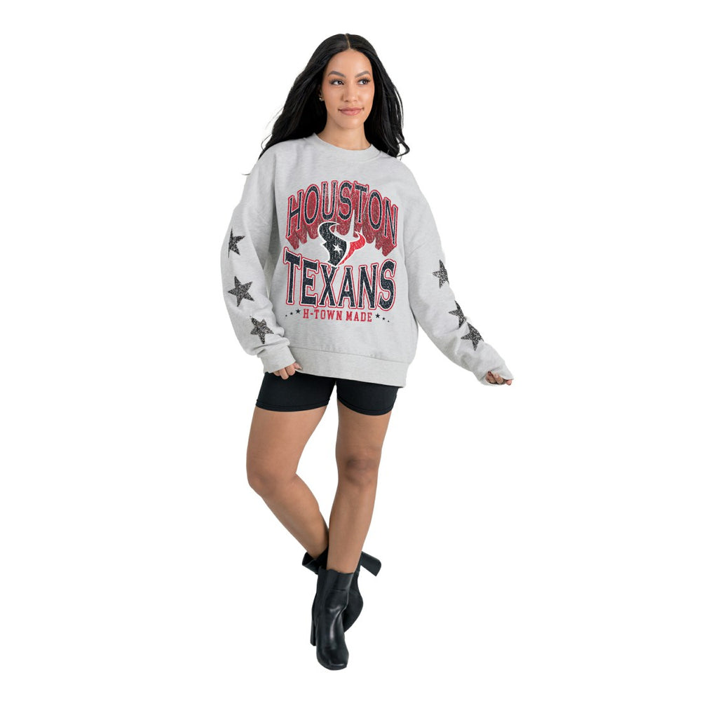 Houston Texans  Gameday Couture Women's Resilience Relaxed Rhinestone Pullover Sweatshirt