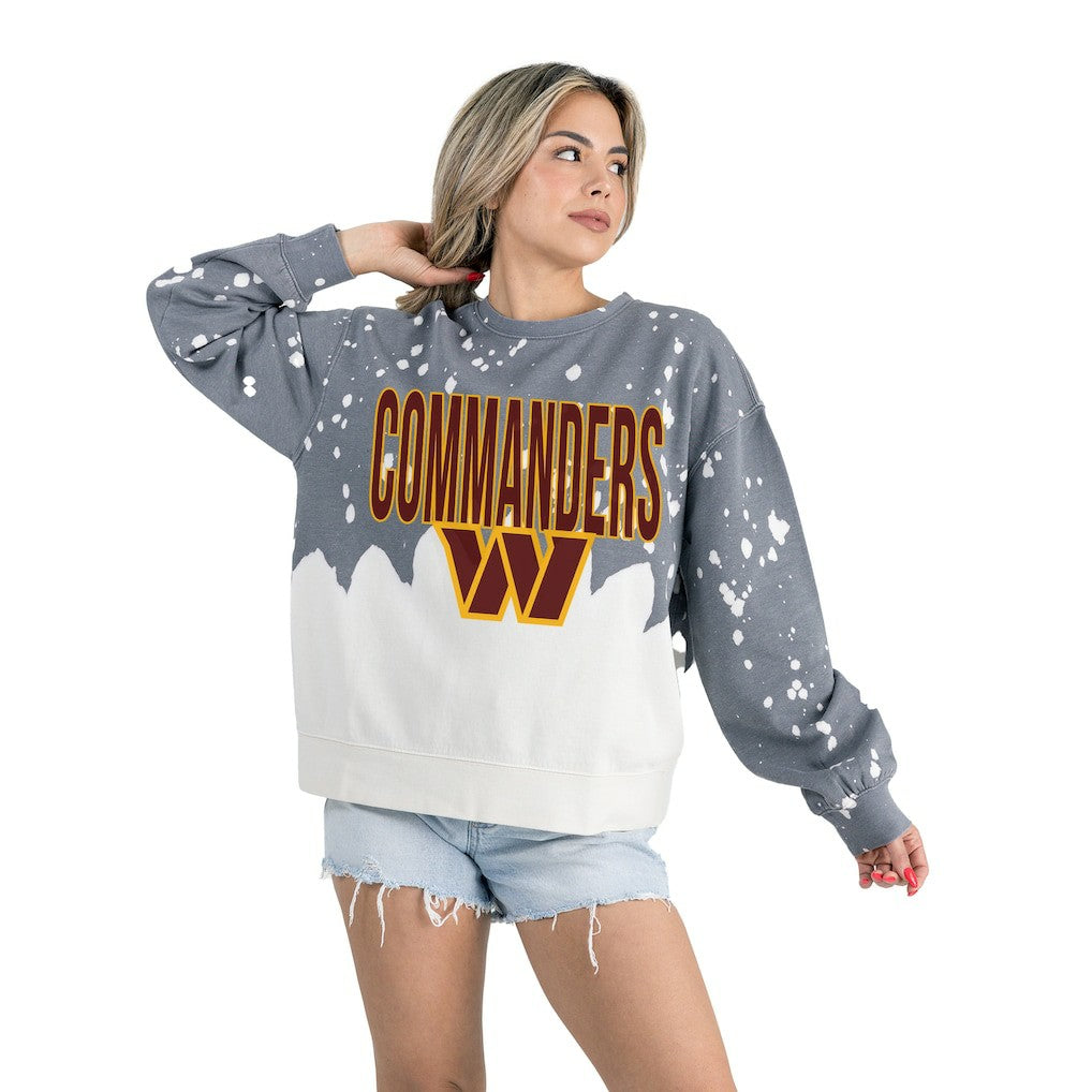 Washington Commanders  Gameday Couture Women's Oversized Faded Wash Tri-Blend Pullover Sweatshirt