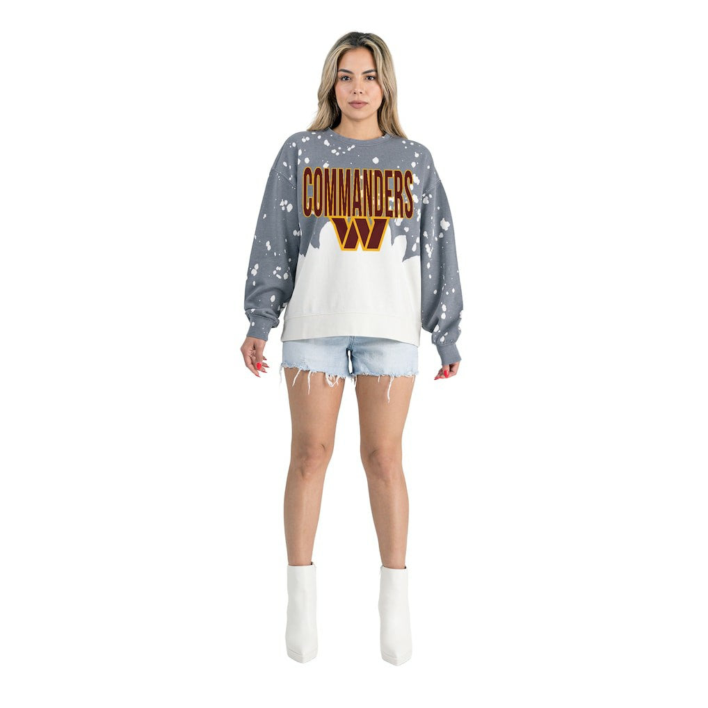 Washington Commanders  Gameday Couture Women's Oversized Faded Wash Tri-Blend Pullover Sweatshirt