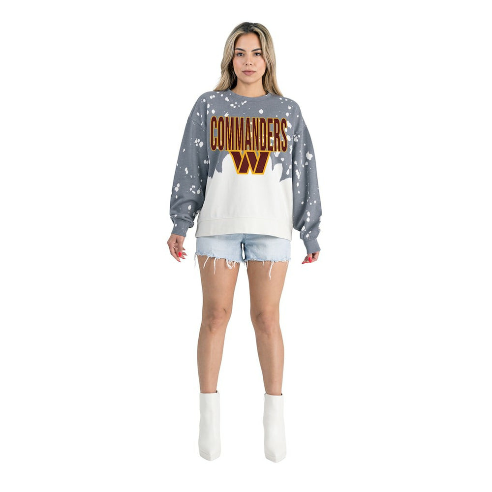 Washington Commanders  Gameday Couture Women's Oversized Faded Wash Tri-Blend Pullover Sweatshirt