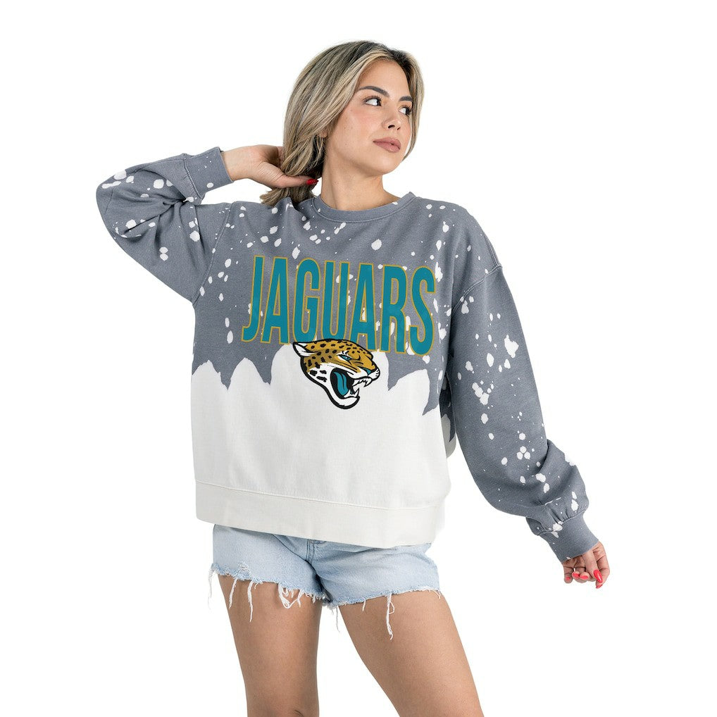 Jacksonville Jaguars  Gameday Couture Women's Oversized Faded Wash Tri-Blend Pullover Sweatshirt