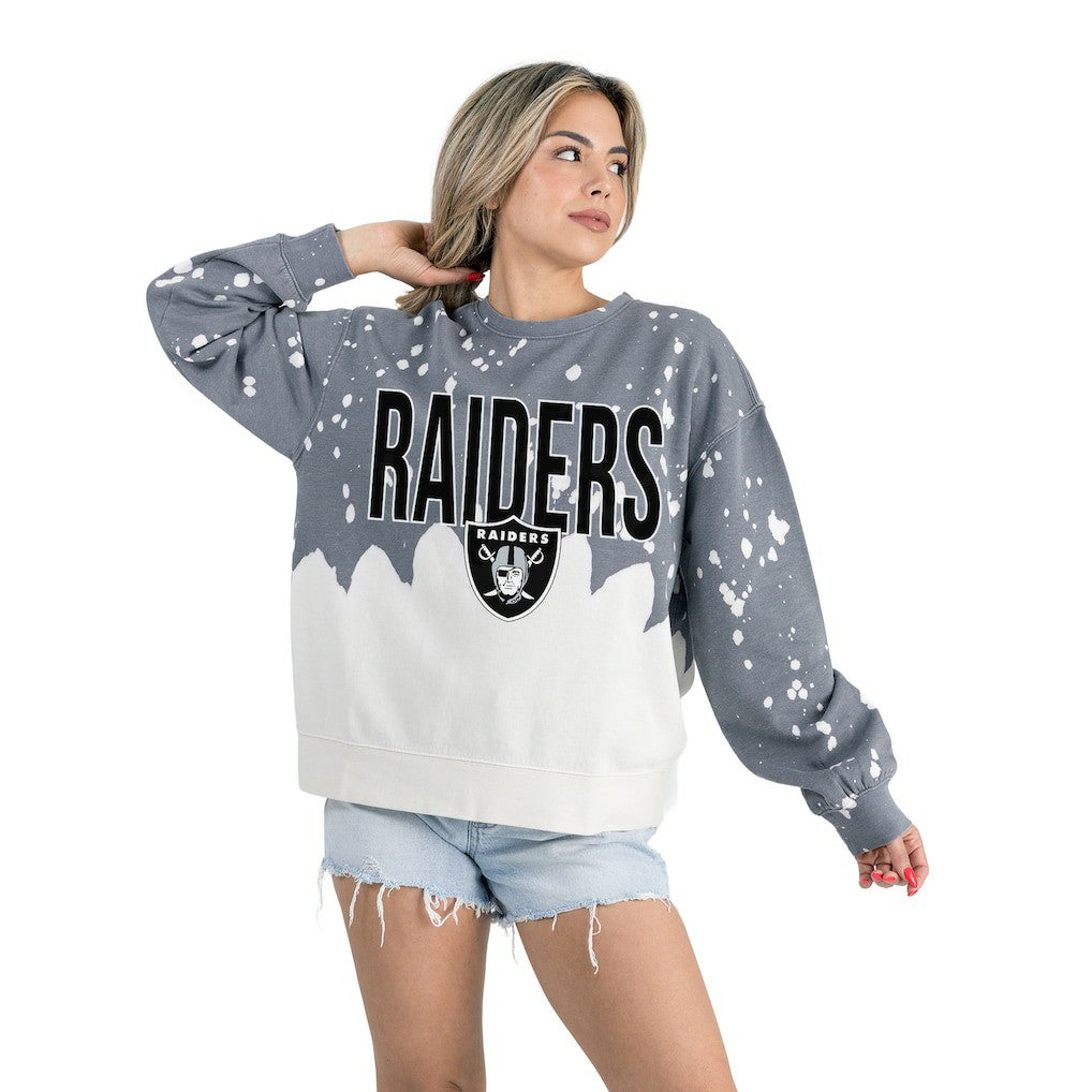 Las Vegas Raiders  Gameday Couture Women's Oversized Faded Wash Tri-Blend Pullover Sweatshirt