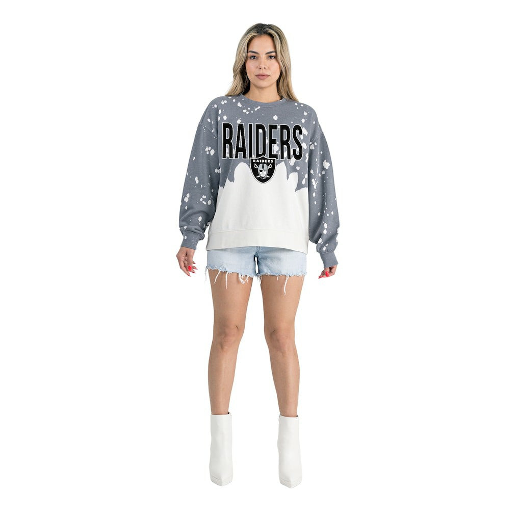 Las Vegas Raiders  Gameday Couture Women's Oversized Faded Wash Tri-Blend Pullover Sweatshirt