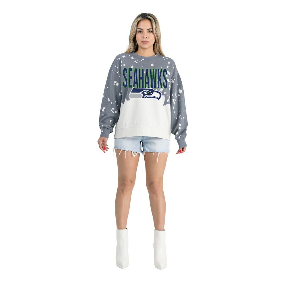 Seattle Seahawks  Gameday Couture Women's Oversized Faded Wash Tri-Blend Pullover Sweatshirt