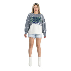 Seattle Seahawks  Gameday Couture Women's Oversized Faded Wash Tri-Blend Pullover Sweatshirt