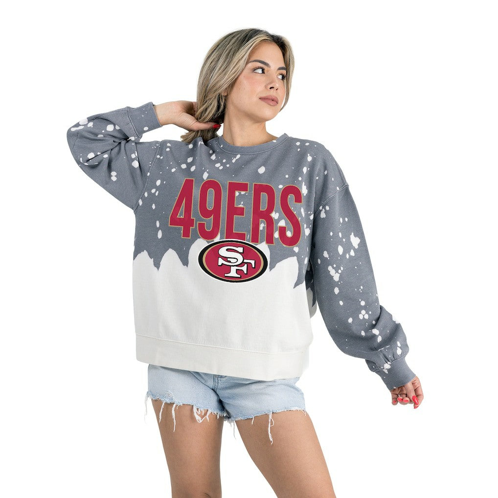 San Francisco 49ers  Gameday Couture Women's Oversized Faded Wash Tri-Blend Pullover Sweatshirt