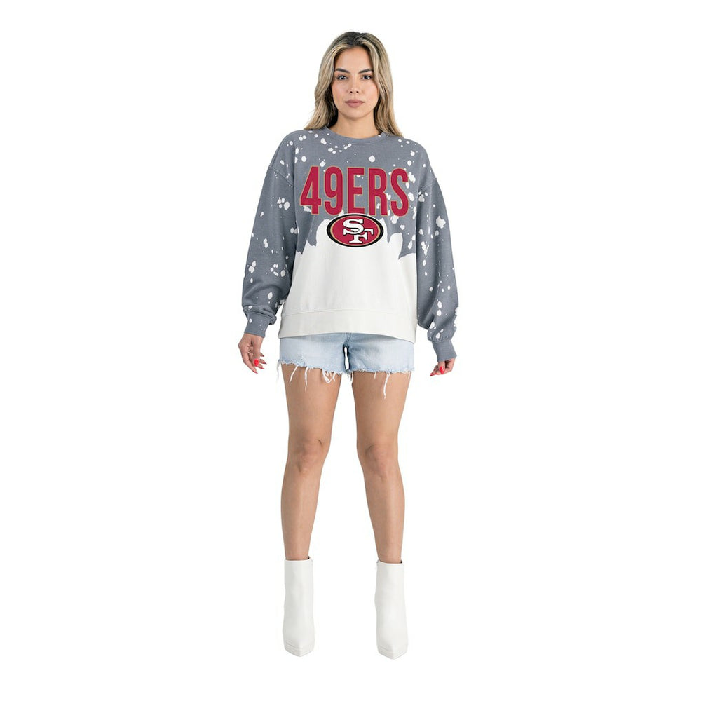 San Francisco 49ers  Gameday Couture Women's Oversized Faded Wash Tri-Blend Pullover Sweatshirt