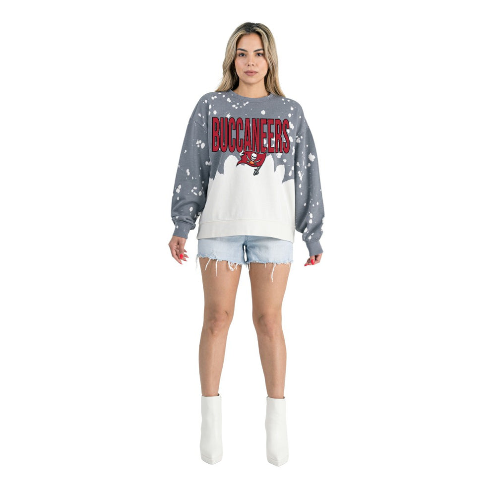 Tampa Bay Buccaneers  Gameday Couture Women's Oversized Faded Wash Tri-Blend Pullover Sweatshirt