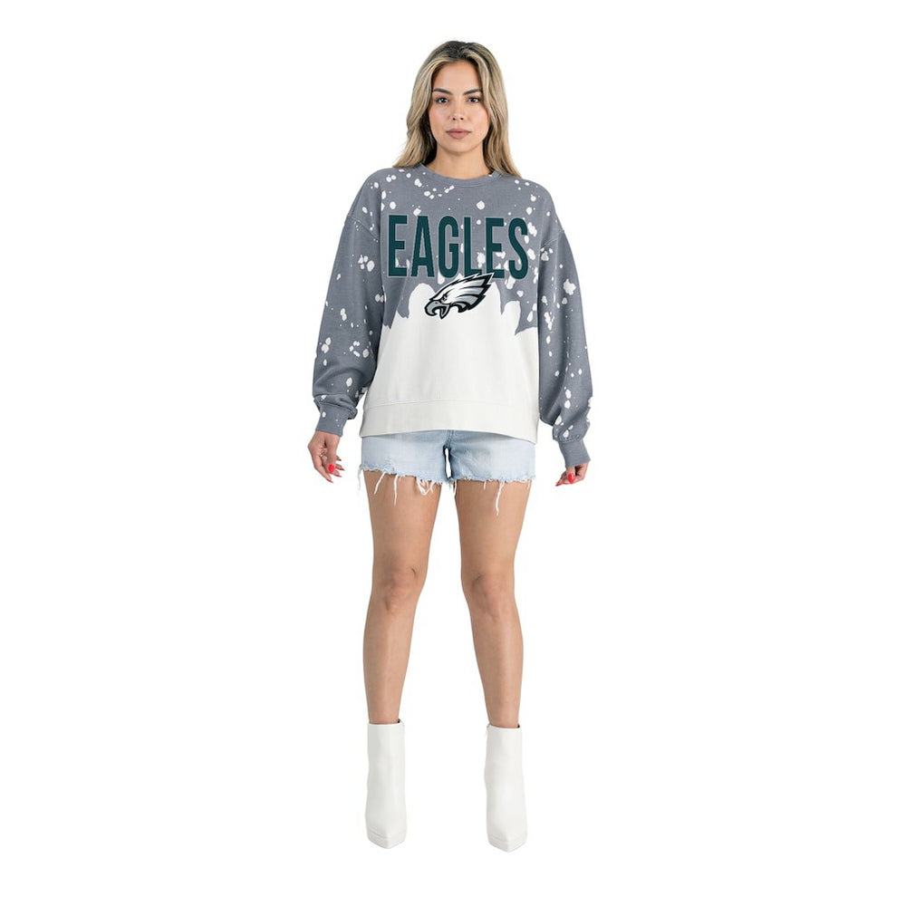 Philadelphia Eagles  Gameday Couture Women's Oversized Faded Wash Tri-Blend Pullover Sweatshirt