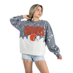 Cleveland Browns  Gameday Couture Women's Oversized Faded Wash Tri-Blend Pullover Sweatshirt