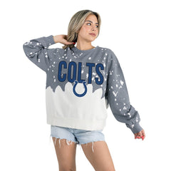Indianapolis Colts  Gameday Couture Women's Oversized Faded Wash Tri-Blend Pullover Sweatshirt