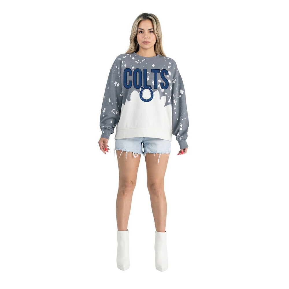 Indianapolis Colts  Gameday Couture Women's Oversized Faded Wash Tri-Blend Pullover Sweatshirt