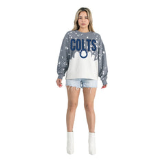 Indianapolis Colts  Gameday Couture Women's Oversized Faded Wash Tri-Blend Pullover Sweatshirt