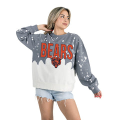 Chicago Bears  Gameday Couture Women's Oversized Faded Wash Tri-Blend Pullover Sweatshirt