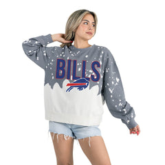 Buffalo Bills  Gameday Couture Women's Oversized Faded Wash Tri-Blend Pullover Sweatshirt