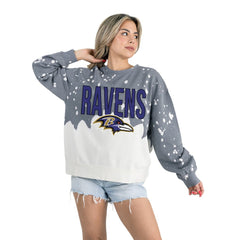 Baltimore Ravens  Gameday Couture Women's Oversized Faded Wash Tri-Blend Pullover Sweatshirt