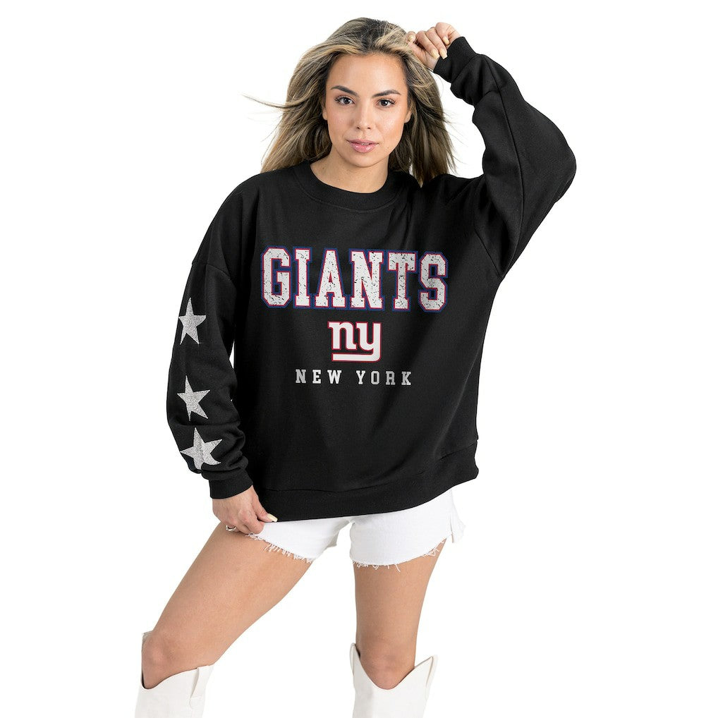 New York Giants  Gameday Couture Women's Velocity Relaxed Rhinestone Pullover Sweatshirt