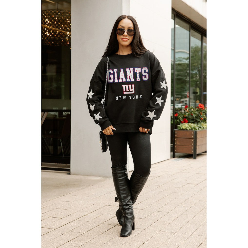 New York Giants  Gameday Couture Women's Velocity Relaxed Rhinestone Pullover Sweatshirt