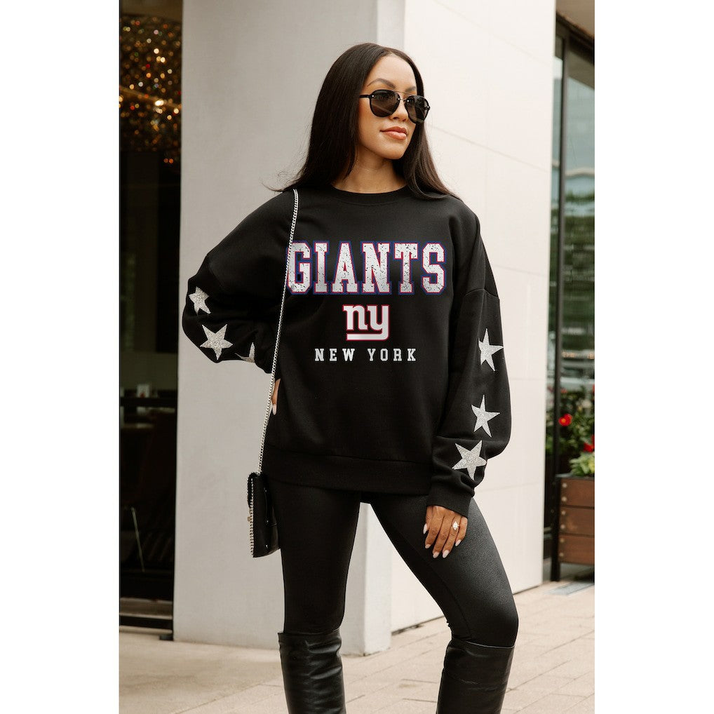 New York Giants  Gameday Couture Women's Velocity Relaxed Rhinestone Pullover Sweatshirt