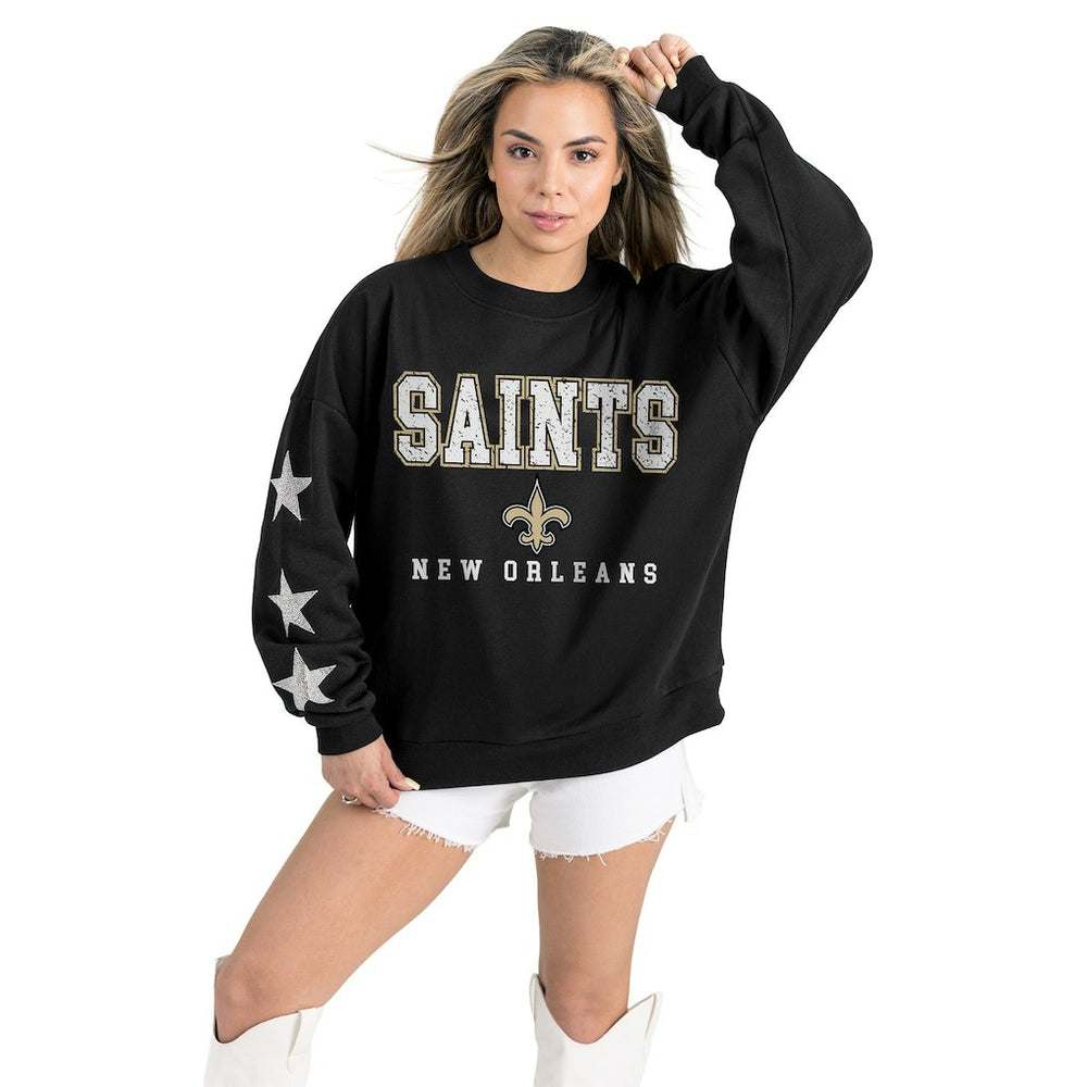 New Orleans Saints  Gameday Couture Women's Velocity Relaxed Rhinestone Pullover Sweatshirt